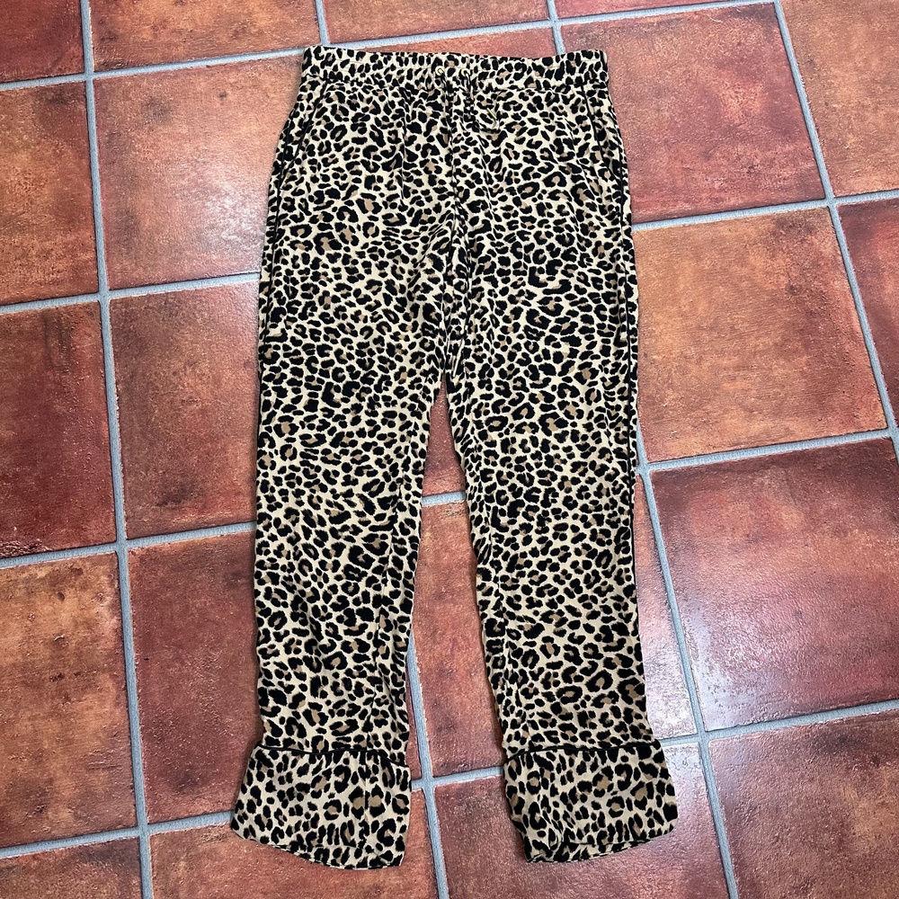 Zadig & Voltaire Leopard Print Elastic Waist Relaxed Pants Size Large